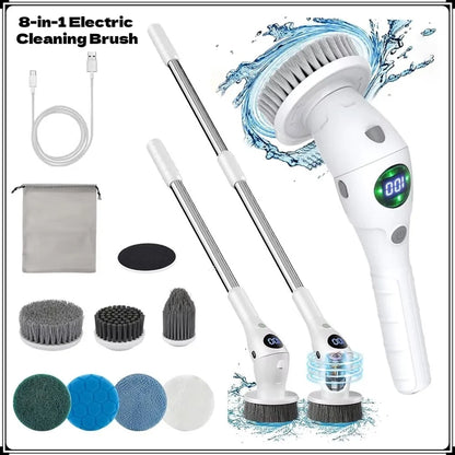 8-in-1Electric Cleaning Brush Wireless Cleaning Multifunctional 3 Speed Electric Spin Scrubber Parlour Kitchen Bathroom Cleaner