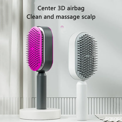 New Hair Brush One-Key Self Cleaning Detangling Scalp Air Cushion Combs Anti-static Scalp Massage for Women Grooming Tool