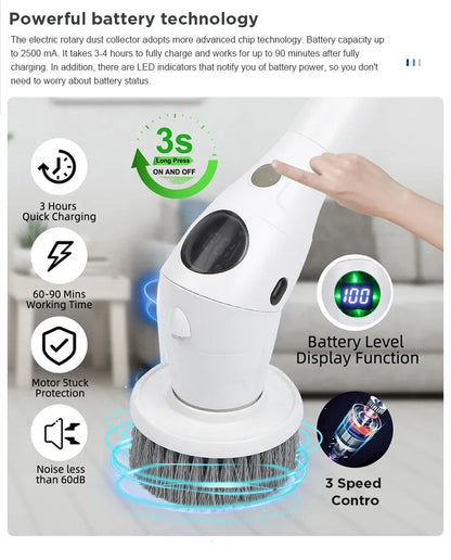 8-in-1Electric Cleaning Brush Wireless Cleaning Multifunctional 3 Speed Electric Spin Scrubber Parlour Kitchen Bathroom Cleaner