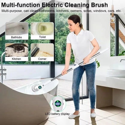 8-in-1Electric Cleaning Brush Wireless Cleaning Multifunctional 3 Speed Electric Spin Scrubber Parlour Kitchen Bathroom Cleaner