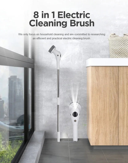 8-in-1Electric Cleaning Brush Wireless Cleaning Multifunctional 3 Speed Electric Spin Scrubber Parlour Kitchen Bathroom Cleaner